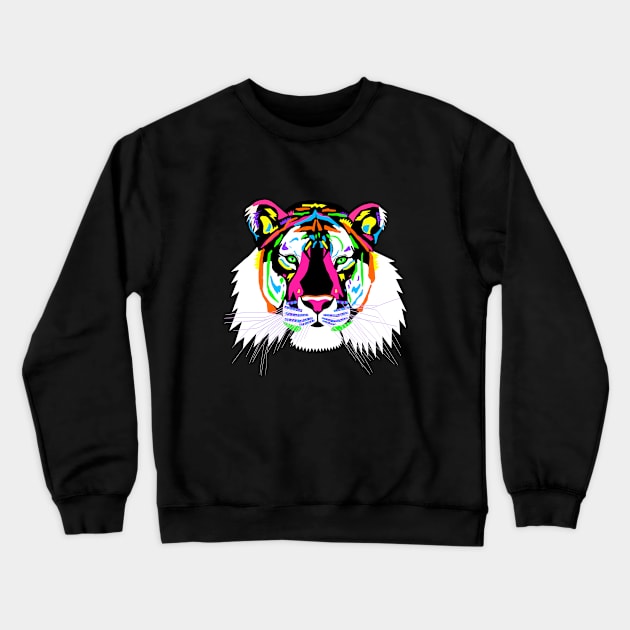 Colourful Tiger Head Crewneck Sweatshirt by OneThreeSix